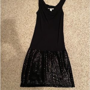 Diane Von Furstenberg black sleeveless draped neck dress